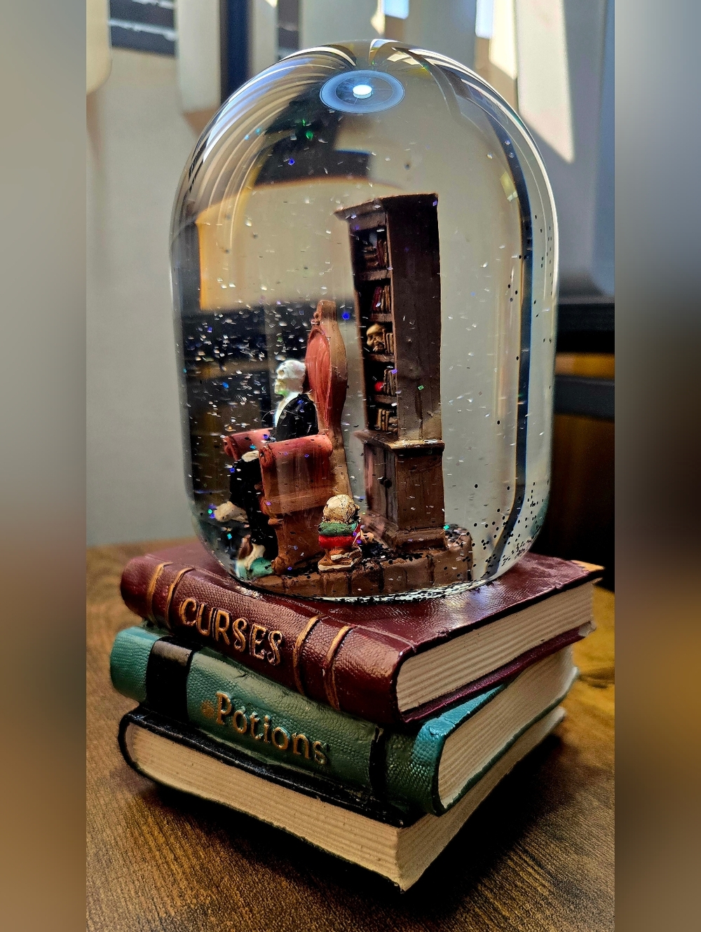 Broomstick Blvd Halloween Skeleton musical snow globe, Curses Potions Spell Book - Picture 4 of 10